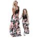 Niuer Mother and Daughter Boho Beach Sundress Parent-Child Dress Family Matching Floral Printing Maxi Dress