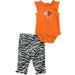 Infant Girls Orange Daddy Makes Me Smile Zebra Bodysuit & Animal Print Outfit
