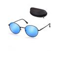 Round Sunglasses for Kids Girl Boys with Case, Blue Lens