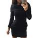 New Autumn Winter Women Sexy Dress with Hat Solid Color Long Sleeve Pocket Keep Warm Ladies Girl Casual Dresses