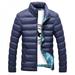 Pretty Comy Men Retro Solid Color Thick Cotton Winter Stand Collar Down Zipper Bomber Jacket Casual Coat