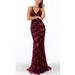 Jocestyle Women Slip Fishtail Dress V Neck Floor Length Formal Dresses (Wine Red XL)