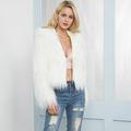 Suzicca Fashion Women Winter Crop Faux Fur Hooded Coat Long Sleeve Fluffy Jacket Short Party Streetwear Outerwear