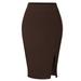 Made by Olivia Women's Stretchy Fitted Front Split Midi Pencil Skirt