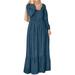 ZANZEA Women Denim Full Sleeve Muslim Casual Elastic Waist Maxi Dress