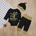 Newborn Infant Clothing Baby Boys Girls Letter Printed Rompers+Pants+Hat Set Toddler Kids 3pcs Outfits 0-24M NEWWAY