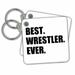 3dRose Best Wrestler Ever, fun wrestling sport gift, black and white text - Key Chains, 2.25 by 2.25-inch, set of 2