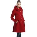 Momo Maternity Outerwear Women's Lauren Hooded Belted Wool Coat Pregnancy Winter Jacket