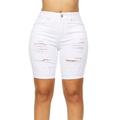 Cover Girl Jeans Juniors Slit Distressed high Rise Bermuda Denim Shorts for Women in White Size 1