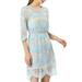 Allegra K Women's Lace Floral Scalloped Hem Round Neck Semi Sheer Dress