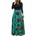 Womens Floral Print Summer Maxi Skirt Dress Ladies Short Sleeve Long Sleeve Cocktail Party Beach Long Sundress