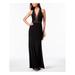 XSCAPE Womens Black Low Cut Sleeveless V Neck Full-Length Empire Waist Formal Dress Size 10