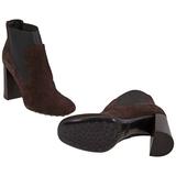 Tods Womens Chunky Heel Ankle Boots in Dark Brown/Black