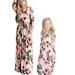 Colisha Summer Floral Dress for Women Girls Boho Beach Crewneck Empire Waist Printed Dress Maxi Sundress Pink Girls 110