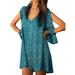 Women's Short Beach Boho Sun Dress Deep V Neck Ploka Dot Loose Casual Cold Shoulder Summer Skater Short Mini Dresses Shirt Dress Plus Size S-5XL