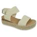 SODA WOMEN WEDGE SANDALS OPEN TOE ANKLE STRAP FLATFORM ESPADRILLES TRIM PLATFORM GIGGLE-S Beige Cream Nude 7