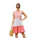 New Women's Summer Dress Bohemia Stitching Dress Crewneck Dress Polka Dot Patchwork Dress Casual Loose Sleeveless Mid Waist Dress Elegan Streetwear Dress