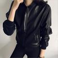 Spring Autumn PU Leather Jacket Faux Soft Jacket Slim Black Rivet Zipper Motorcycle Black Jackets