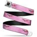 Belt Seatbelt Buckle C6 Logo Pink Silver 24 to 38 Inches