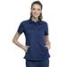 Cherokee Workwear Revolution Scrubs Top for Women Hidden Snap Front Collar Shirt Plus Size WW669, 2XL, Navy