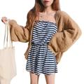 Women's Korean College Style Lazy Loose Sunscreen Cardigan Summer Sexy Knitting Cardigan Average Size Coats and Jackets