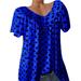 Womens Polka Dot T-shirt Loose Short Sleeve Top Summer Casual Blouse Plus Size