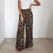 Women's Wide Leg Leopard Snake Print High Rise Loose Fit Pants