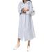 ZANZEA Women's Korean Casual Loose Striped Mid Length Maxi Dresses