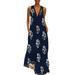 Bohemian Floral Print Dress for Women Summer Sundress Fashion Sexy V Neck Sleeveless Long Maxi Dress Sundress Plus Size