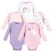 Luvable Friends Baby Girl Long Sleeve Bodysuits, 5-Pack