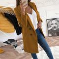 Women's Winter Solid Color Overcoat Lapel Button Long Sleeve Trench Coat Long Jacket Slim Fit Outerwear