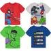 Marvel Avengers Spiderman Hulk Black Panther Iron Man Toddler Boys 4 Pack T-Shirt 3T