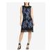 DKNY Womens Black Embroidered Lace Floral Sleeveless Jewel Neck Knee Length Sheath Wear To Work Dress Size: 2