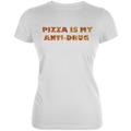 Pizza Is My Anti-Drug White Juniors Soft T-Shirt - 2X-Large