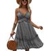 Frecoccialo Women's Bohemian Floral Printed Maxi Dress Y2K Retro E-Girl Dress