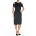 CALVIN KLEIN Womens Black Cold Shoulder Short Sleeve Jewel Neck Below The Knee Sheath Cocktail Dress Size: 2