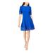 JESSICA HOWARD Womens Blue Zippered Short Sleeve Short Fit + Flare Party Dress Size 10P