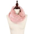 StylesILove Women Ultra Soft and Warm Striped Faux Fur Infinity Scarf (Twisted Pink)