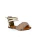 Stella Madden Fur Trim Ankle Strap Women's Flat Sandals in Beige