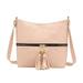 Chinatera Tassel Women Messenger Handbags Shoulder PU Leather Crossbody Bags (Pink)