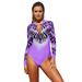 Juniors' Swimsuit Celebrity Rash Guard Purple Tie Dye Long Sleeved One Piece Swimsuit (multicolor, medium)