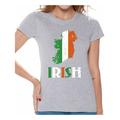 Awkward Styles Women Ireland Shirt Irish Shirt for Women St Patricks Day Shirt Irish Map Irish Flag Shirt St. Patrick's Day T-Shirt Irish Heritage Gift Ireland Gifts Ireland Pride for St Patrick Gifts