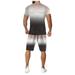 QunButy Tie Dye Shirts for Men Men's Summer Gradient Short Sleeve and Sports Shorts Running Pants Two-Piece Suit