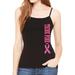 Junior's Think Pink Breast Cancer Pink Ribbon V593 Black Spaghetti Strap Tank Top X-Large Black