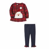 Mud Pie Girl Christmas Santa Tartan Tunic Legging Set