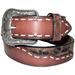 Hooey Mens Western Buck Stitched Distressed Marbling Leather Belt (Tawny, 40)