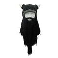 Sunisery Christmas Knit Viking Beard Horn Hat Crazy Ski Cap Barbarian Vagabond