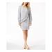 KENSIE Womens Gray Ruffled Striped Long Sleeve Crew Neck Above The Knee Shirt Dress Dress Size M