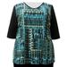 Viviana Women's Plus Size 3/4 Sleeve V-Neck Top - Green Lattice - 6X