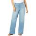 Roamans Women's Plus Size Wide-Leg Jean With Invisible Stretch Soft Comfortable